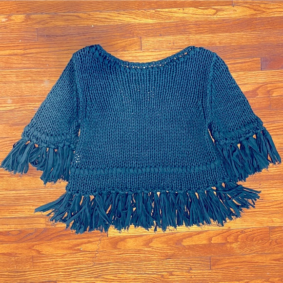 Free People Teal Knit Sweater Sz Sm - Picture 3 of 4